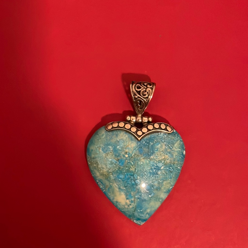 Bjc Vintage Silver Turquoise Heart Pendant